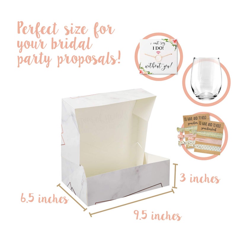 Pop Fizz Designs Bridesmaid Proposal Box Set I 6 Pack I 1 Maid of Honor Proposal Box and 5 Will You be My Bridesmaid Boxes I Marble with Gold Foil Bridesmaid Box for Bridesmaid Gifts - Image 5